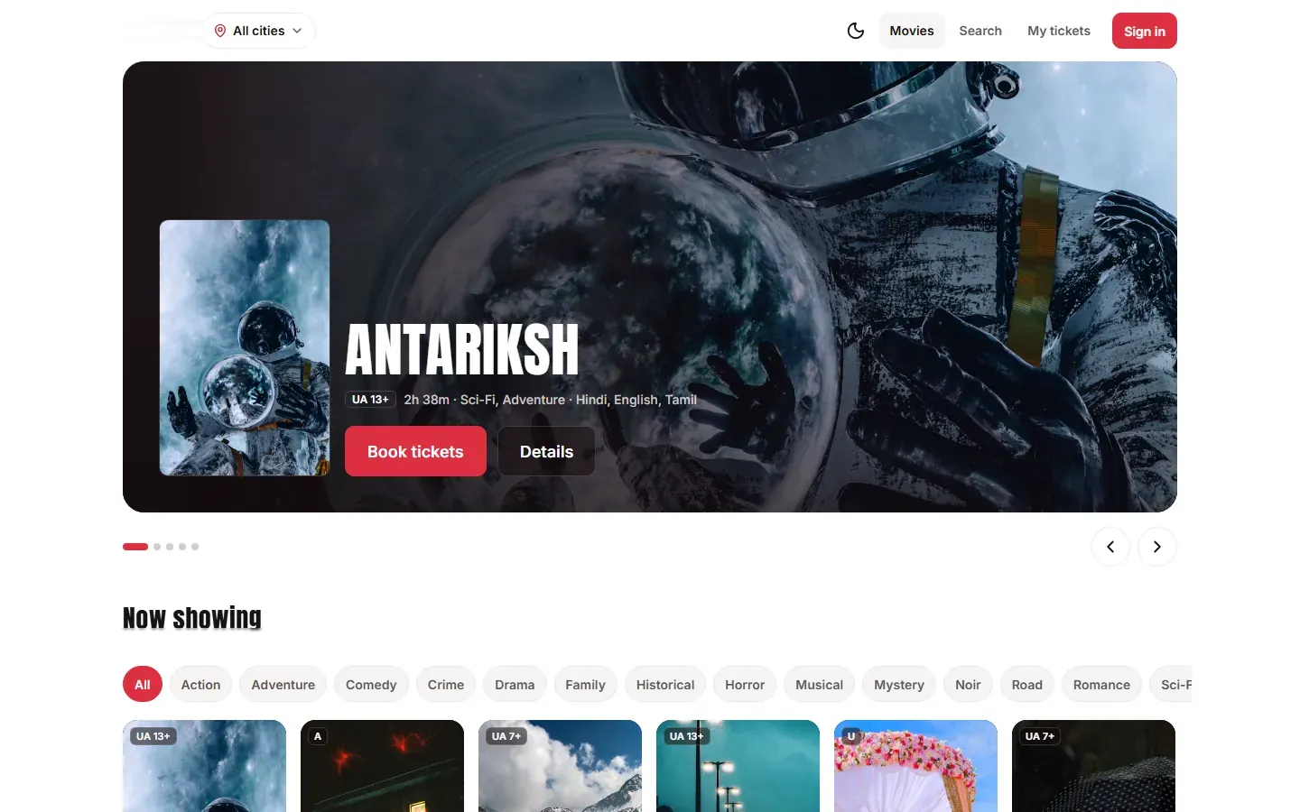 Multi-venue booking engine: Discovery screen