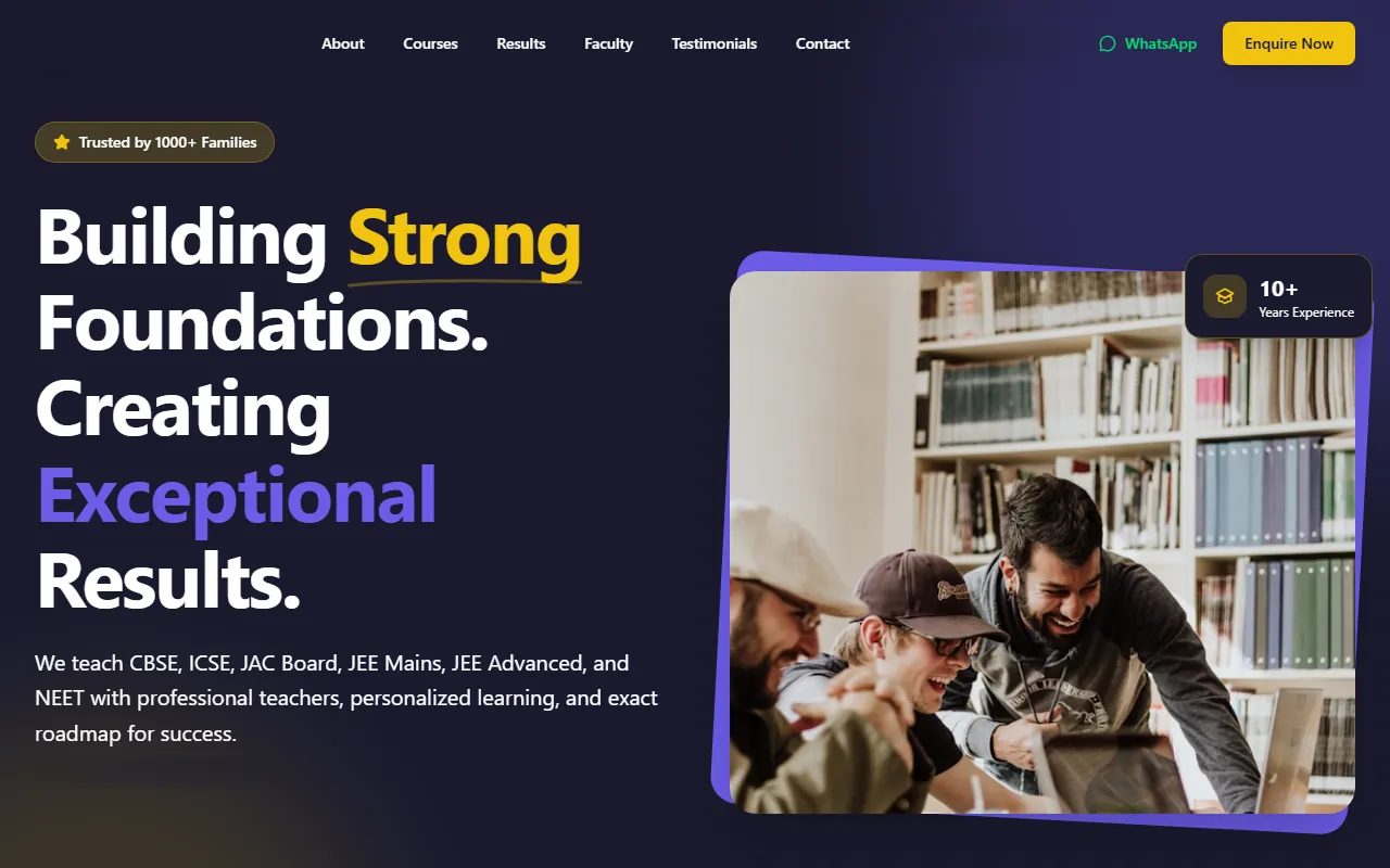 Programmes & results platform: Home page screen