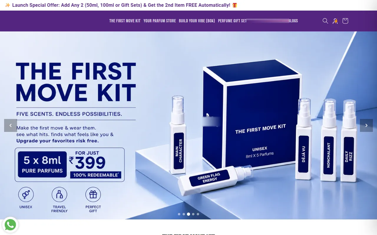 D2C storefront: Home page screen